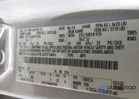 2014 Ford Escape Titanium from USA, damaged, VIN 1FMCU0JX7EUD71469